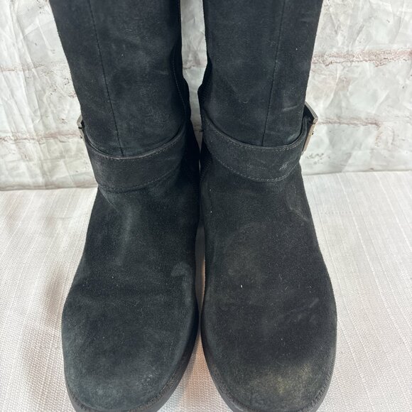 Clarks Women's 8 M Black Suede Plaza Steer Buckle Tall Riding Zip Boots - Picture 6 of 14